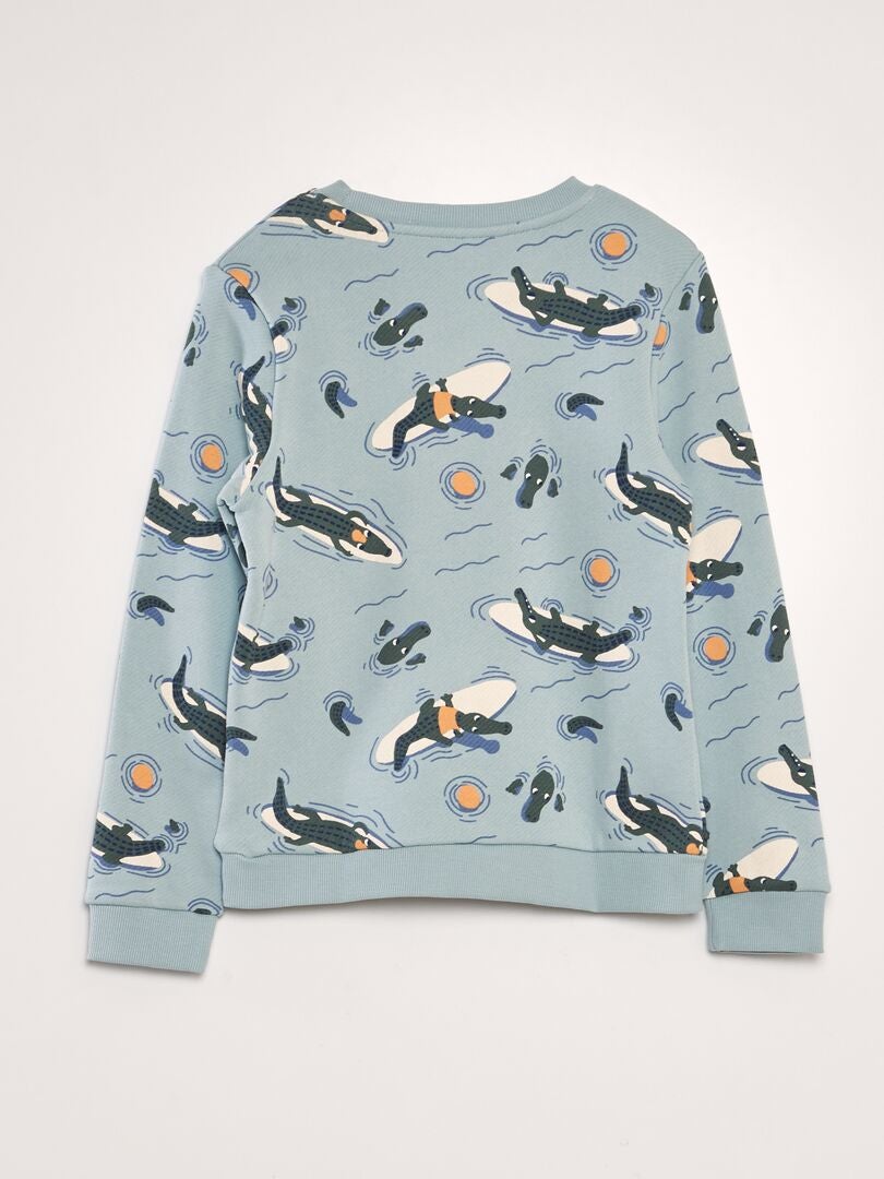 Bedrukte French Terry-sweatshirt - BLAUW
