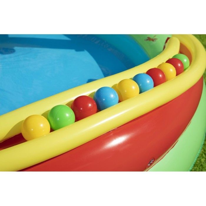 Play area with paddling pool - Friendly Woods - 295 x 199 x 130 cm - Multicoloured - Slide - Integrated water jet