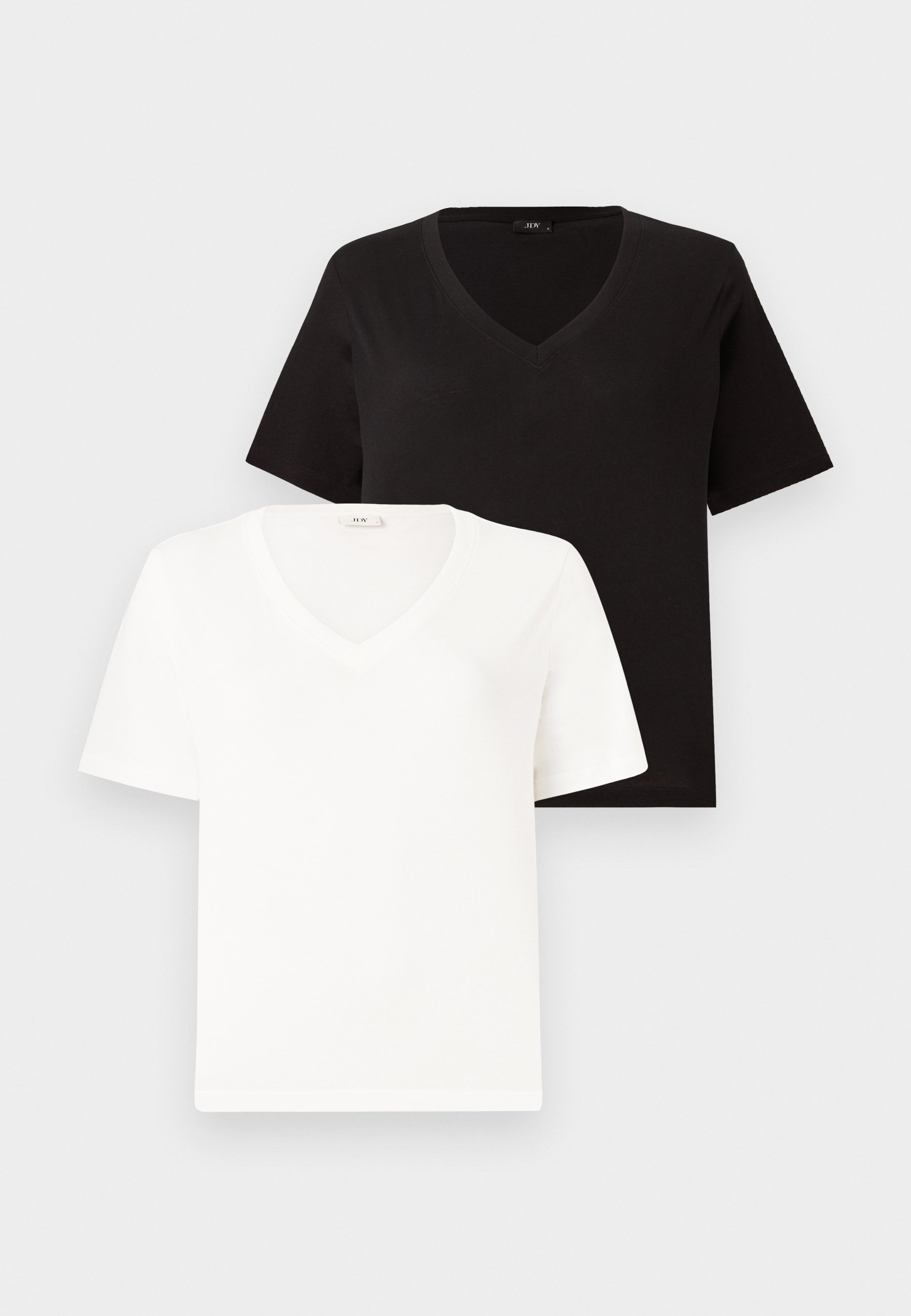 JDY JDYREX V NECK PACK 2 T-shirt basic - black/cloud dancer