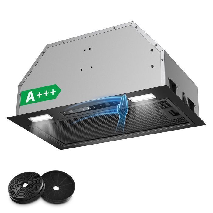 Cappa aspirante da incasso - 750 m³/h, larghezza 52 cm - Comandi gestuali e touch - Funzione Booster - Ricircolo con filtro a carboni attivi - Classe energetica A+++