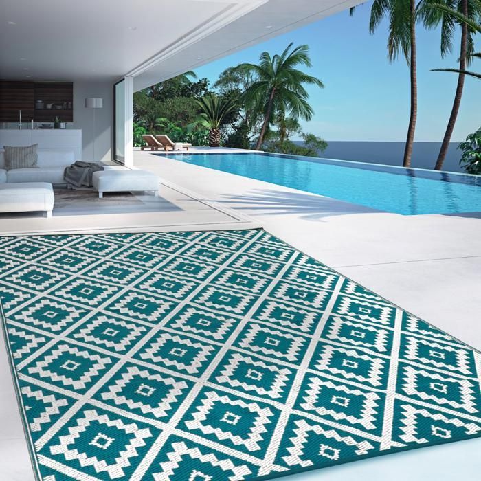 IDMARKET Tapis extérieur BAHAMAS bleu canard 180 x 280 CM