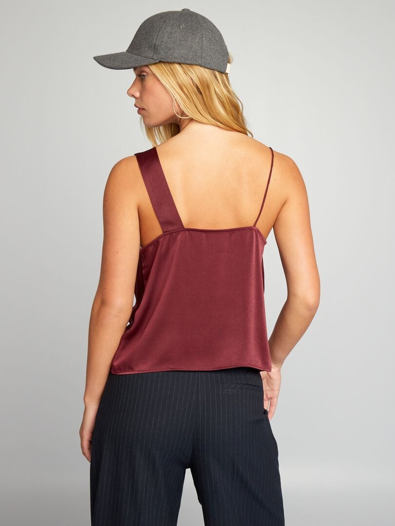 Satynowy top z golfem - CZERWONY