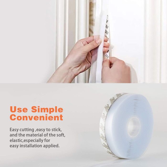 Silicone door seal - ULISEM - 26 feet - Transparent - 45 mm - Insect repellent - Waterproof - Soundproof