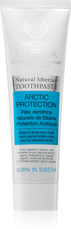 Pasta de dentes Natura Siberica Natural Siberian Arctic Protection para dentes sensíveis.