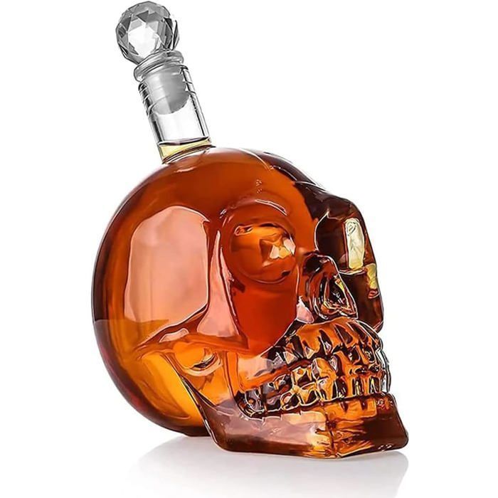 1000ml Tête de Mort, Carafe a Whisky, Carafe Tête de Mort, bouteille à vin de grande capacité pour Vodka, Brandy, Vin, Whisky