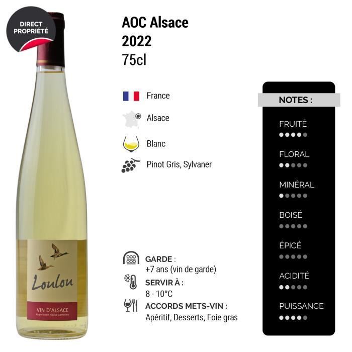 Vino de hielo blanco Loulou de Alsacia 2022 - Caja de 3 botellas de 75 cl - Domaine Schirmer - Vino blanco AOC de Alsacia - Uvas Pinot Gris y Sylvaner