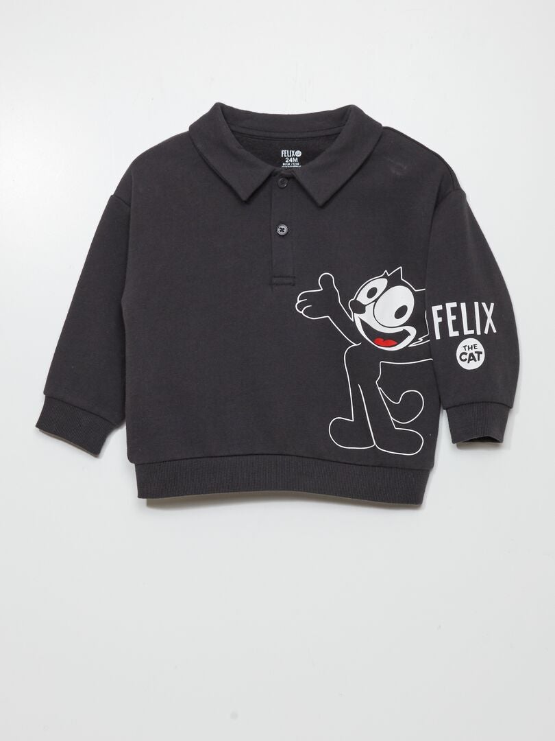 Bedrukte sweater - ZWART