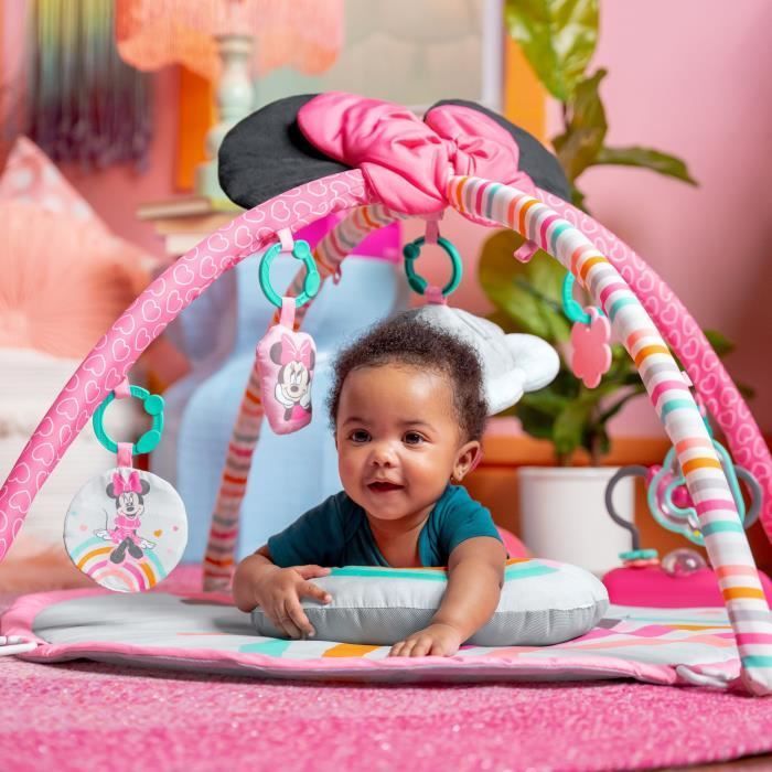 DISNEY BABY -MINNIE- Tappetino attività per neonati con arco, giocattoli sensoriali e musicali, regalo per neonati