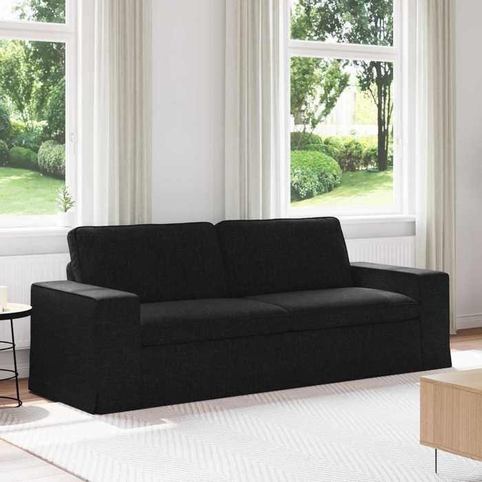 Sofá negro de metal de 222 x 80 x 82 cm.