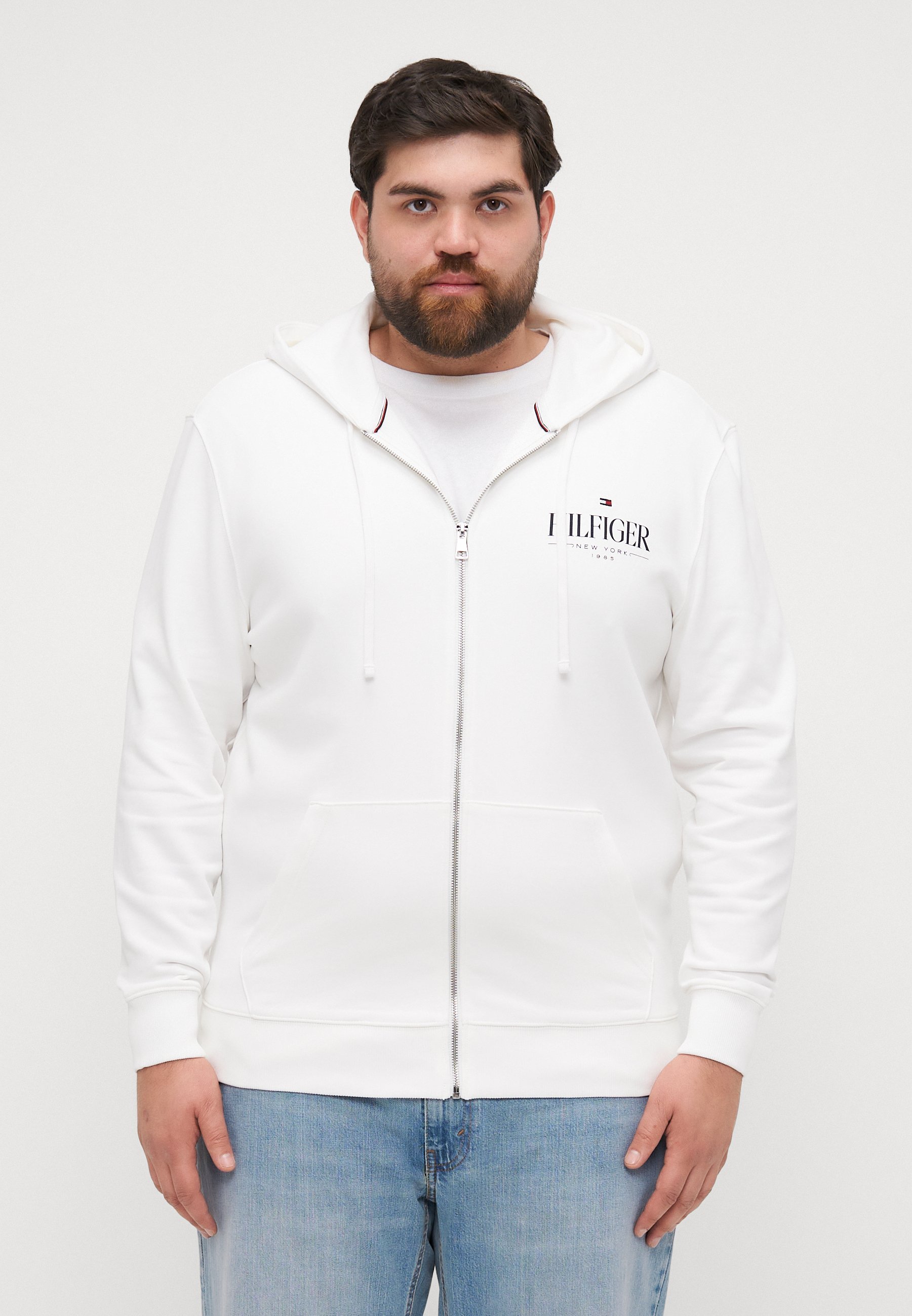 Tommy Hilfiger STACKED HOODED ZIP - Kapuzenpullover mit Reißverschluss - weiß