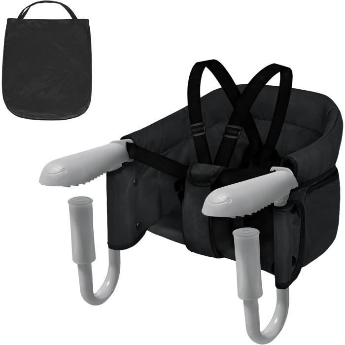 UISEBRT Foldable Baby High Chair with Non-Slip Clamps and Safety Belt, Portable, Black