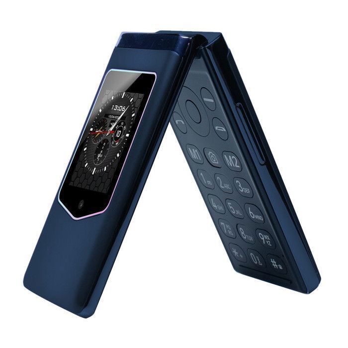 Celular Flip HAMTOD T8 4G para Idosos - Botões Grandes - Botão SOS - Bateria de 1500mAh - Tela Dupla de 2,8