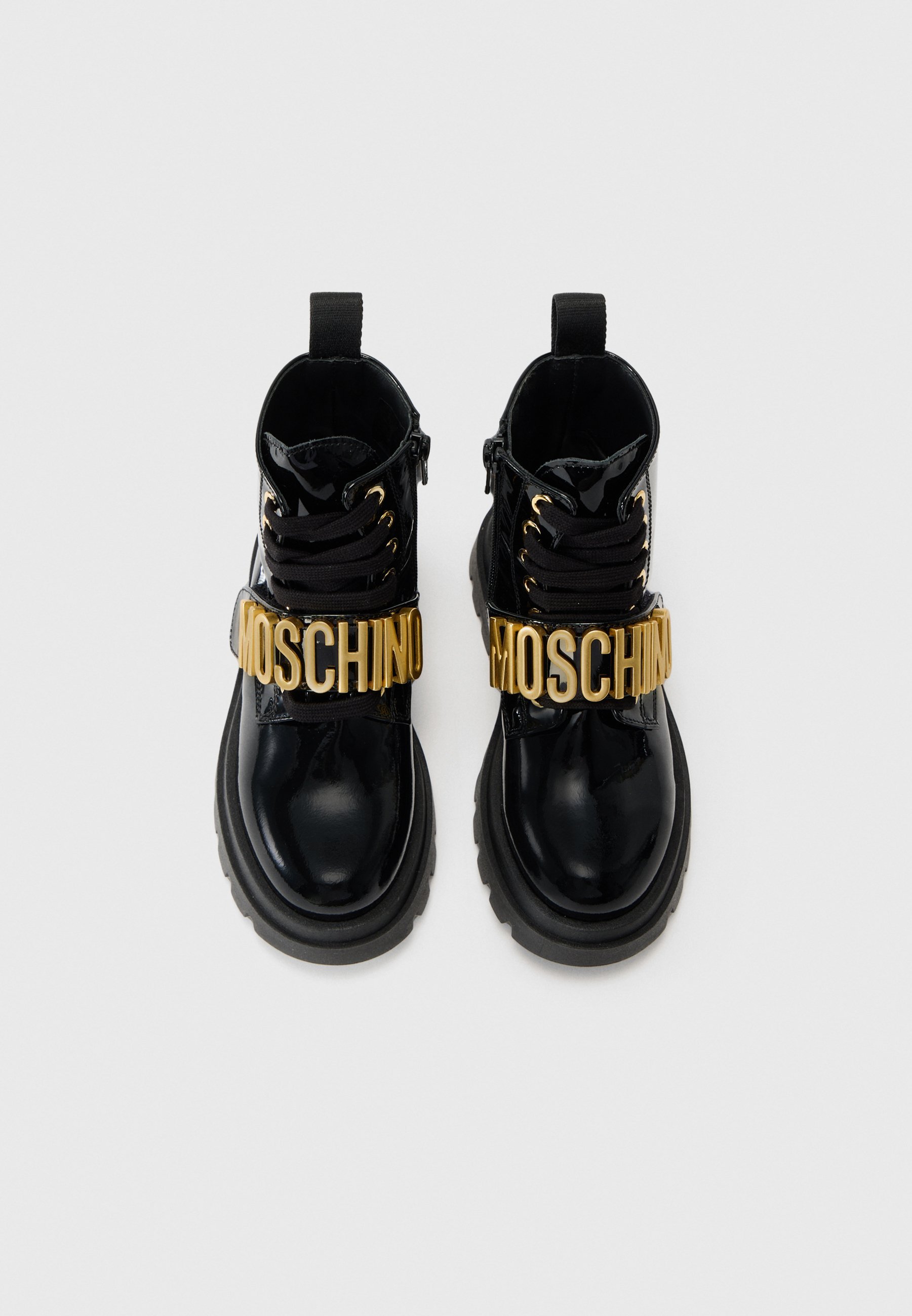 MOSCHINO UNISEX - Enkellaarsjes met vetersluiting - zwart/goudkleurig