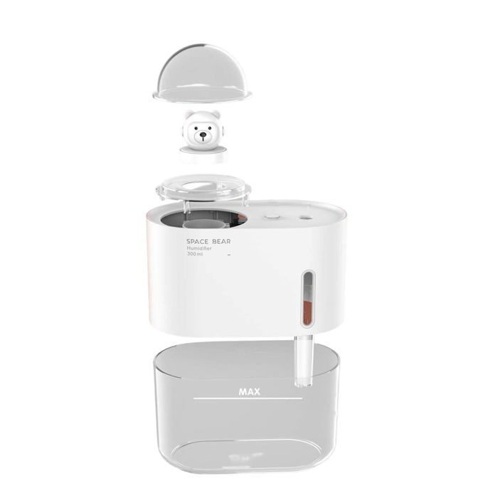 Luchtbevochtiger en luchtreiniger in één - 300 ml koudwatervernevelaar, superstil, wit