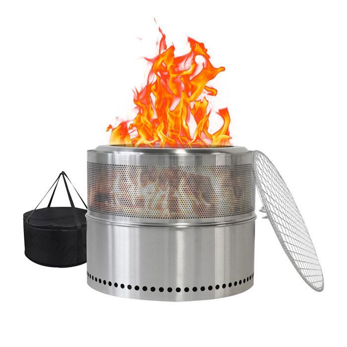 Brasero sin humo – Brasero de leña – Brasero para barbacoa – Brasero portátil de acero inoxidable para exteriores