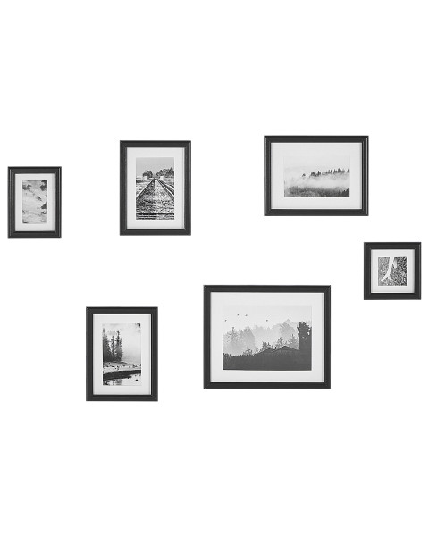 Galeria ścienna ramki z haczykami 6 sztuk czarna