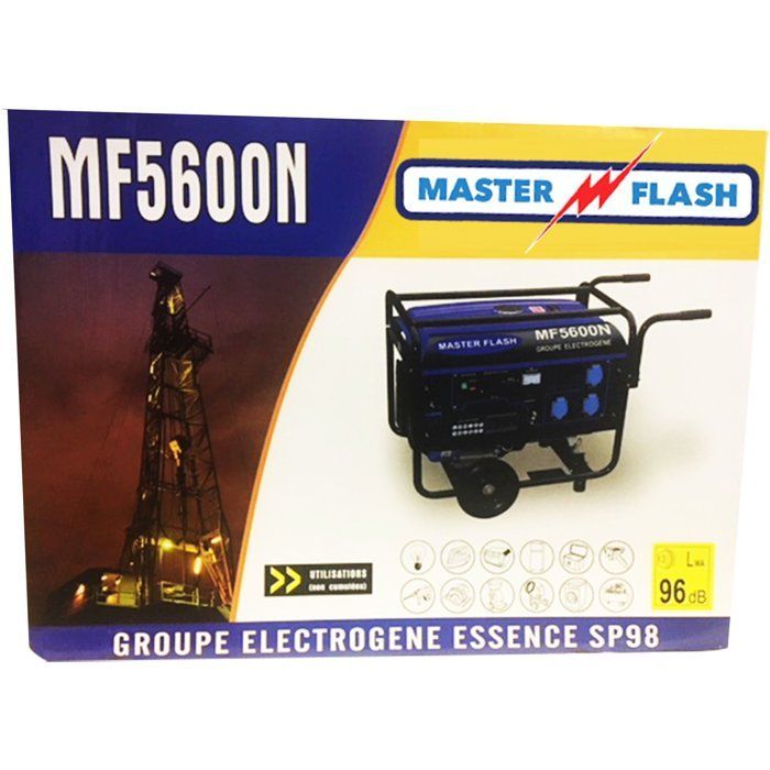 Benzinegenerator - MASTER FLASH - 5500 W - Inclusief trolley - Eenfasig - AVR-systeem - Blauw