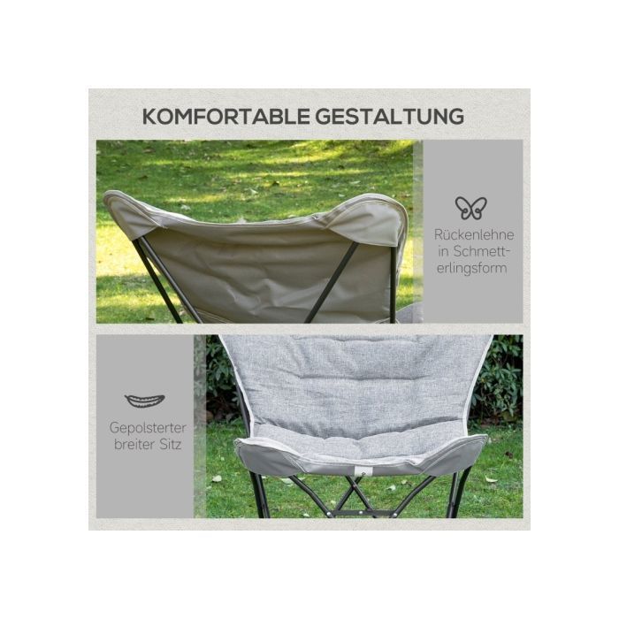 Folding camping chair - FurnitureR - 120 kg capacity - Padded seat - Non-slip feet