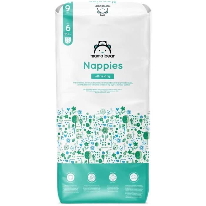 Fraldas para Bebê Mama Bear Brand - 140 Unidades Ultra Absorventes - Tamanho 6 (15+ kg) - Nova Versão - 5400606983434