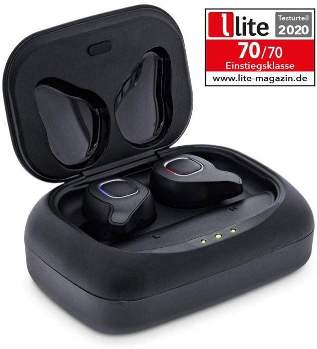 Inline Pure Air TWS — True Wireless Bluetooth In-Ear Headphones, Qi Power Bank Case, Black