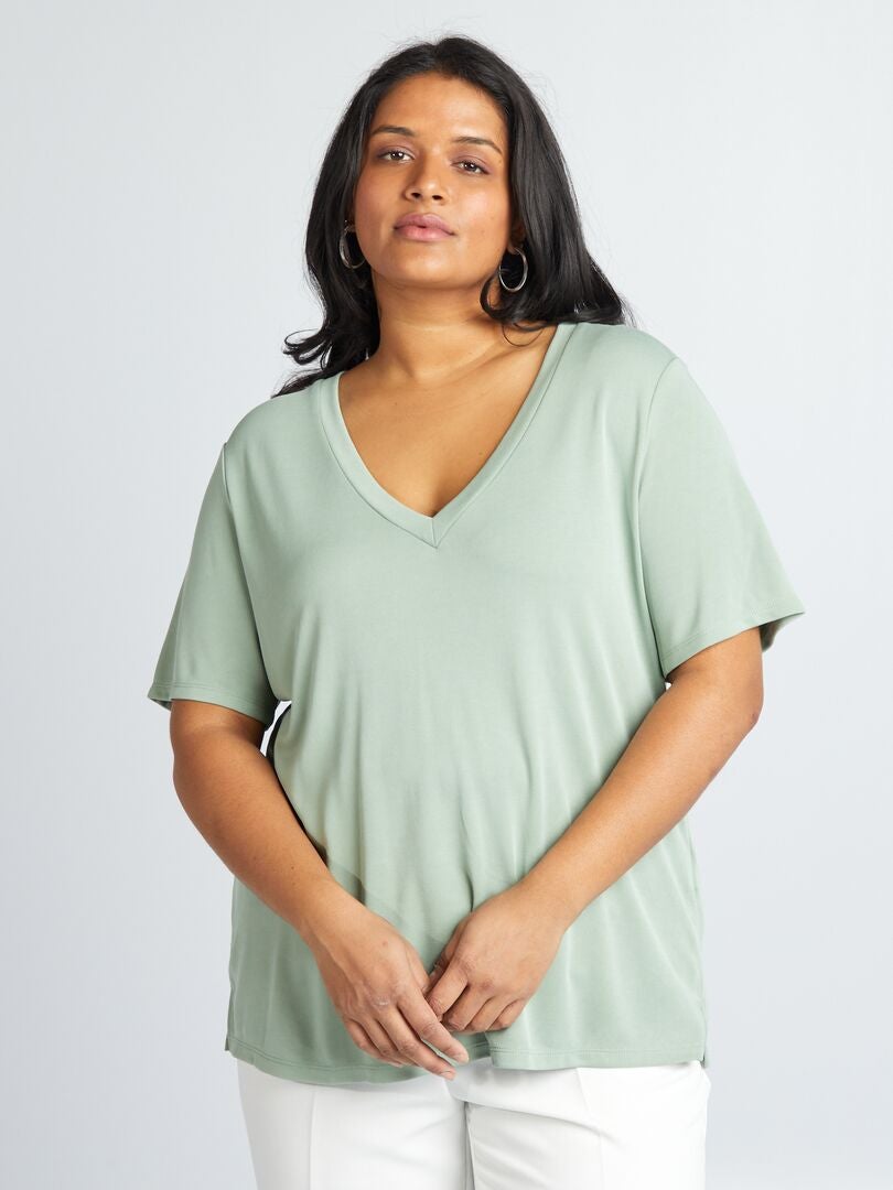 Camiseta de manga curta elástica - VERDE