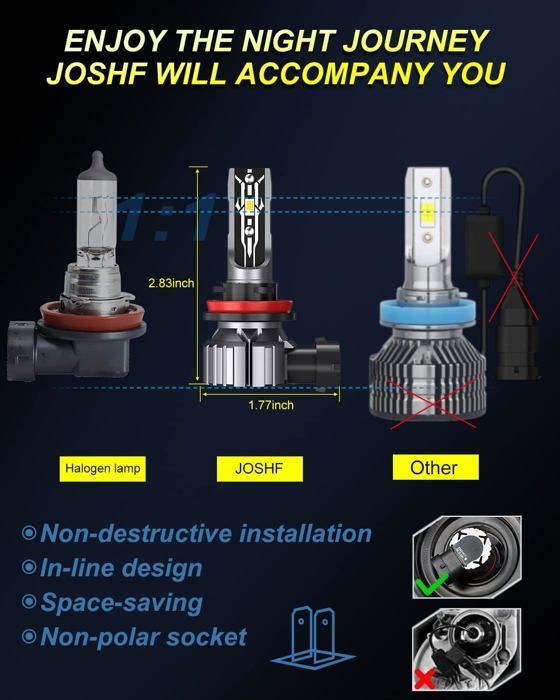 Faro LED H11, bombilla LED H11, faros de 60 W CSP 6000 K blancos para coche y moto, bombillas de repuesto para coche.