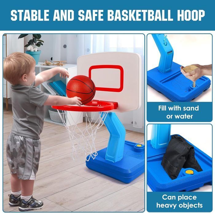 Panier Basket Enfant pour Intérieur Extérieur,Hauteur Réglable De 70-138cm,Portable Panier De Basket Idéal pour Les Enfants 3-8 Ans