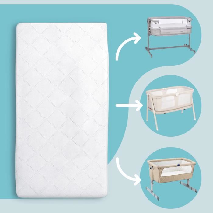 Colchón para cochecito de 90x50 cm - colchón rectangular para moisés, colchón para cuna de viaje, colchón para bebé
