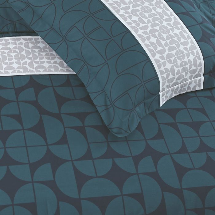 VISION - Juego de ropa de cama Basile - 100% algodón - Funda nórdica 200x200cm + 2 fundas de almohada 65x65cm - Gris