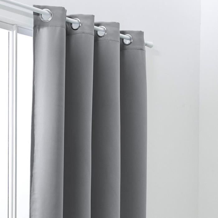 Cortina opaca TODAY con ojales, gris liso, 140x240 cm