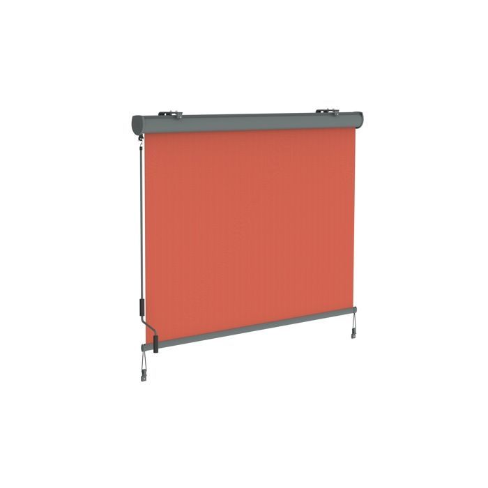 Retractable vertical awning with cassette and crank – 1.4 x 2.5 m – coral fabric, grey frame – patio sun protection