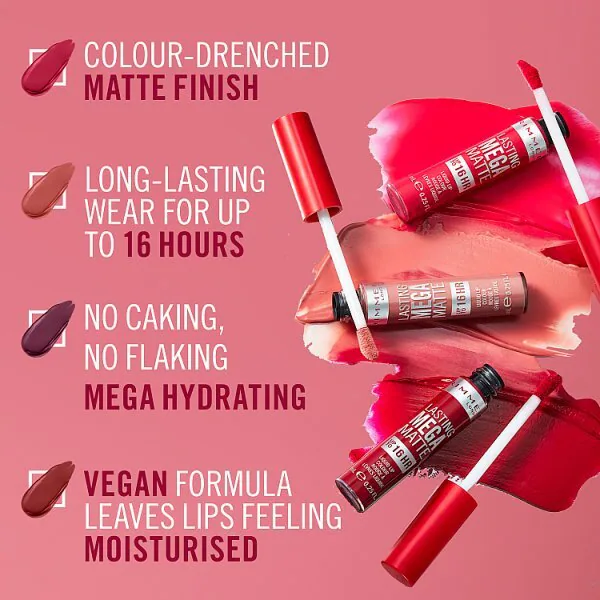 Rossetto Rimmel Lasting Mega Matte 600 Coral Sass