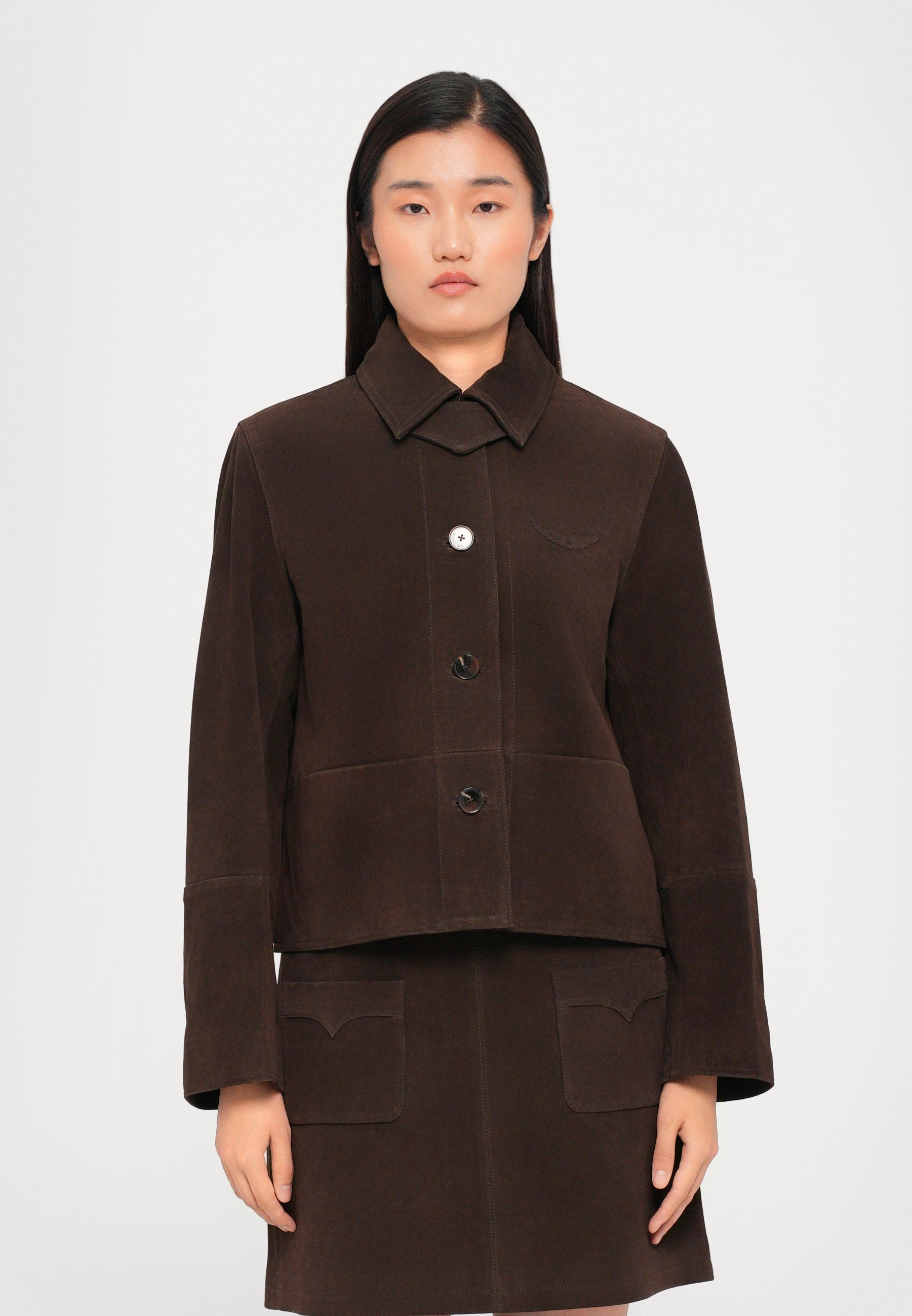Zadig & Voltaire LESSA – Lederjacke – dunkle Schokolade
