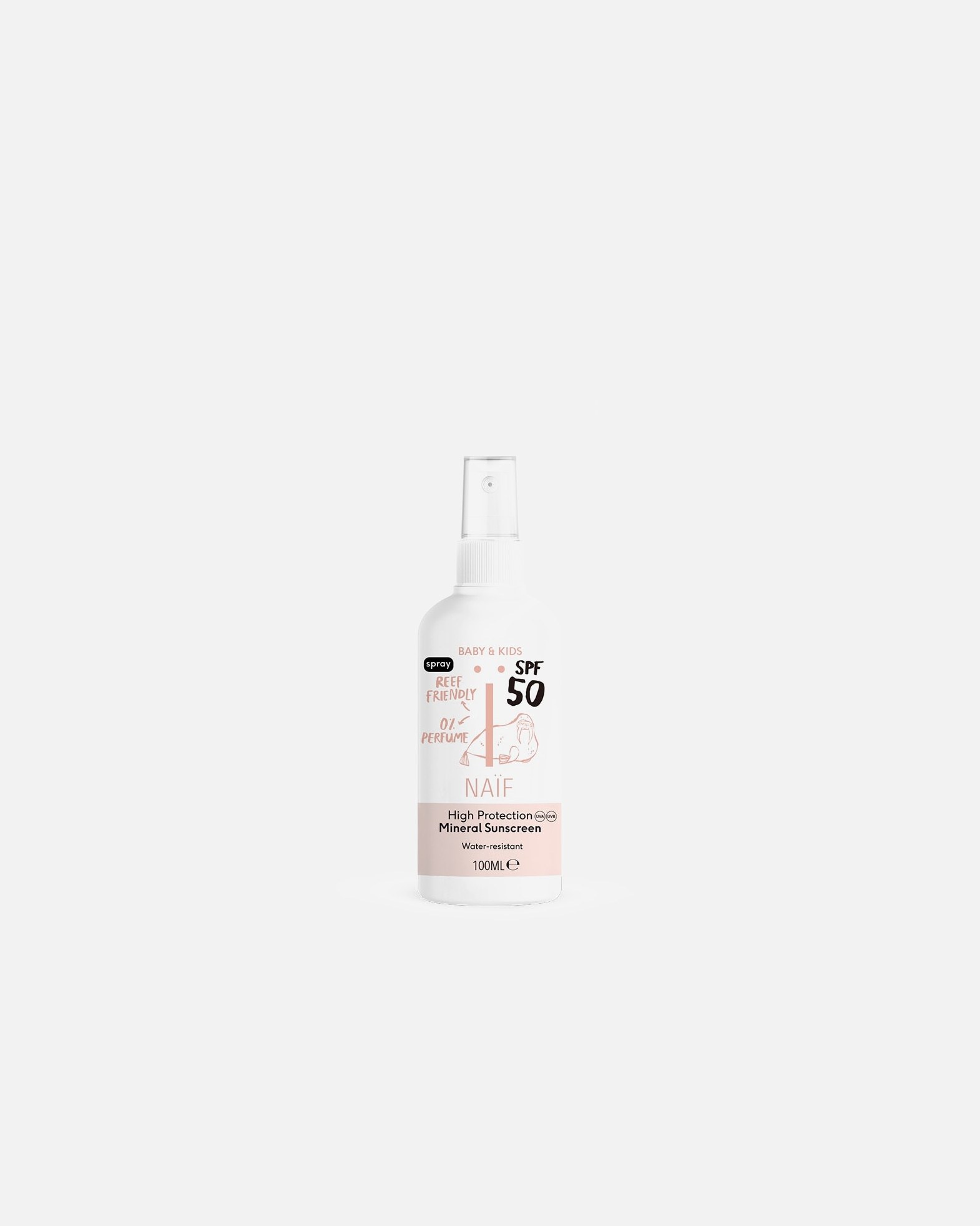 Naif Sun Spray krema za sunčanje u spreju 0% parfimirana za bebe i djecu faktor zaštite od sunca 50 - 100 ml