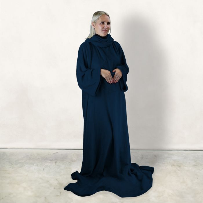 Coperta in pile integrale con maniche e tasca - Adulto 210 x 140 cm - Blu - Vivezen