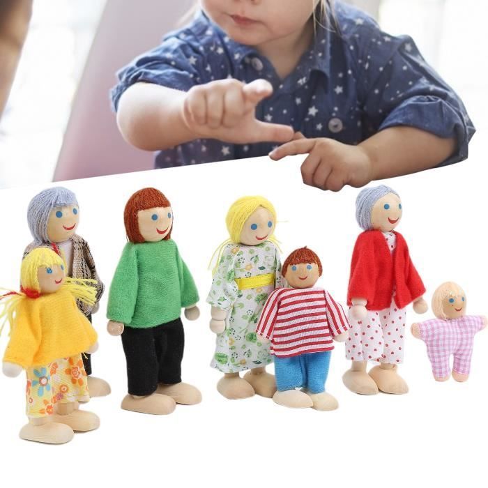Figurines de poupée de famille pin miniature personnes jouets ornement accessoire de maison de poupée éducatif DQ FRANCE