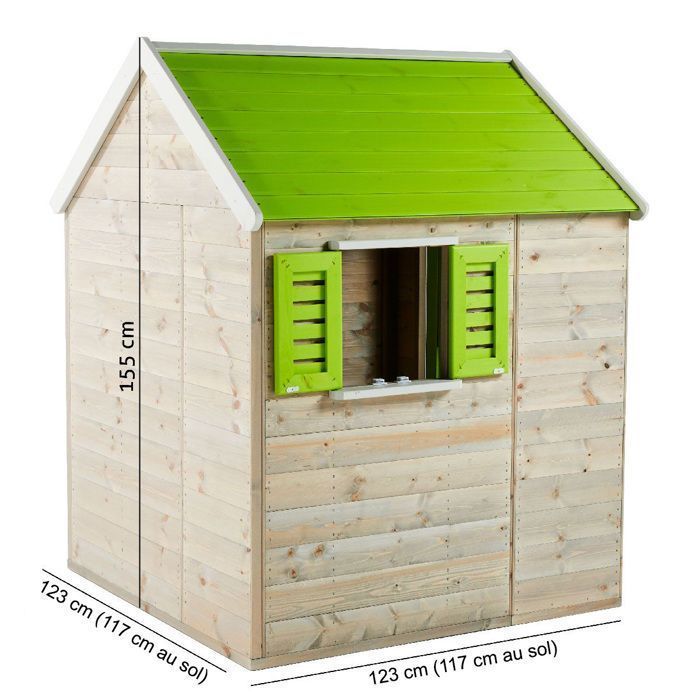 KANGUI Maison de jardin enfant extérieur - Cabane en Bois avec plancher - Toit étanche - Vert et Blanc