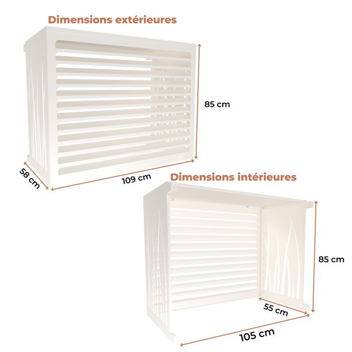 DECOAIRCO - Cubierta metálica para unidad exterior de aire acondicionado - Cubierta para aire acondicionado, bomba de calor, protección de unidad exterior - Talla M - Blanco crema