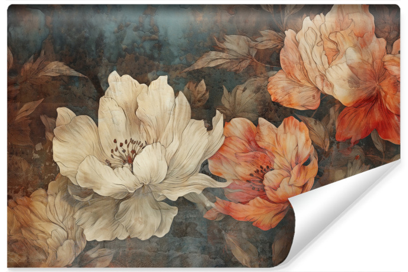 Fototapeta Barwne Kwiaty W Stylu Retro 368x280cm