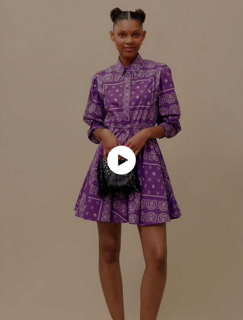 Rochie scurtă cu imprimeu paisley - Bandană violetă