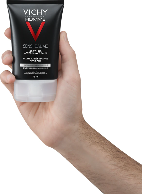 Bálsamo pós-barba Vichy Homme Sensi-Baume para pele sensível.
