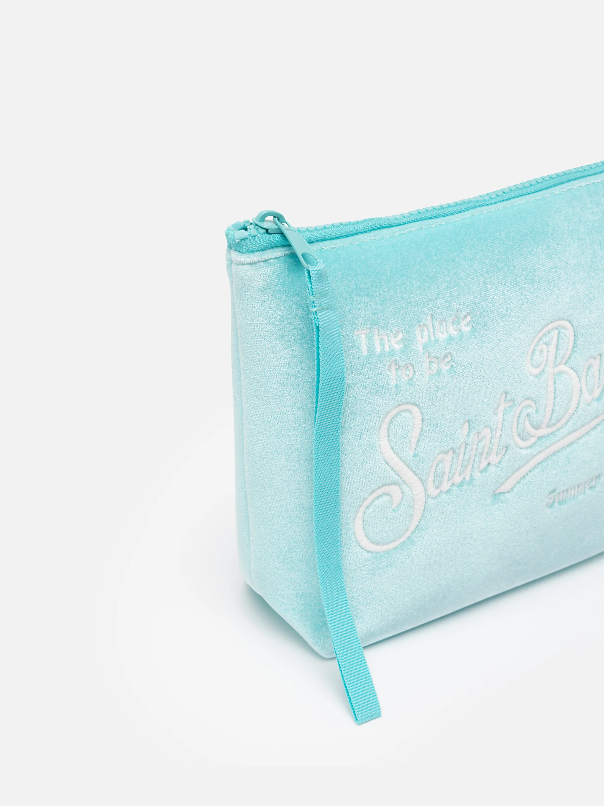 Pochette Aline in velluto verde acqua