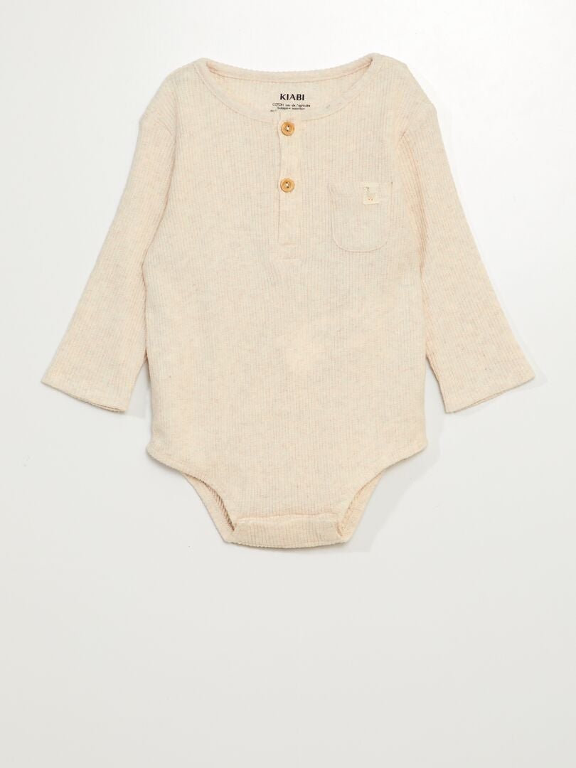 Body de punto acanalado - BEIGE