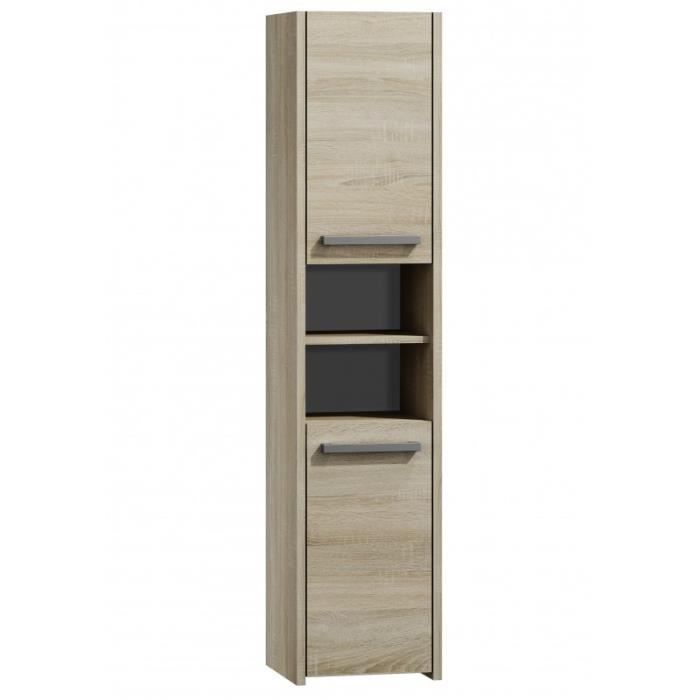 Mueble de baño tipo columna - PISA - Marrón - 170x40x30cm - 2 puertas - 5 estantes