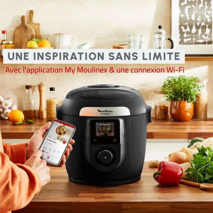 Moulinex Cookeo Wifi 10-en-1, Multicuiseur, 6L, 10 modes de cuisson, Noir CE96G810