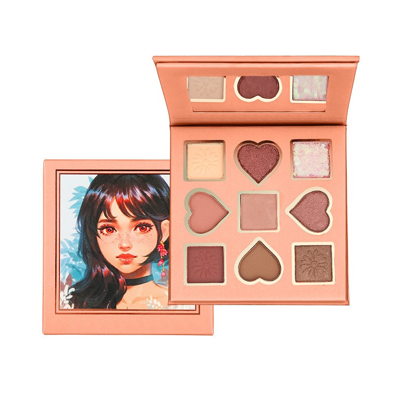 Palette de 9 fards à paupières pailletés, illuminateur, correcteur et poudre mate pour un maquillage longue tenue. TSLM2