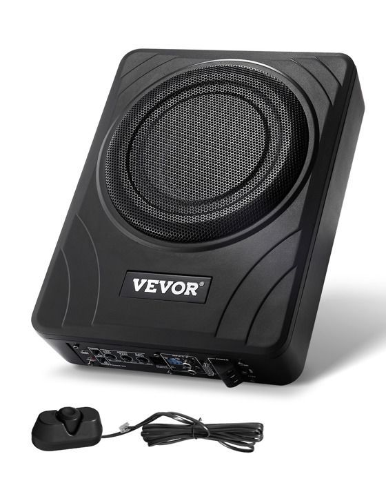 Subwoofer VEVOR da 300 W e 203 mm per auto, da installare sotto il sedile, con amplificatore integrato, ingresso ad alto/basso livello e controller.