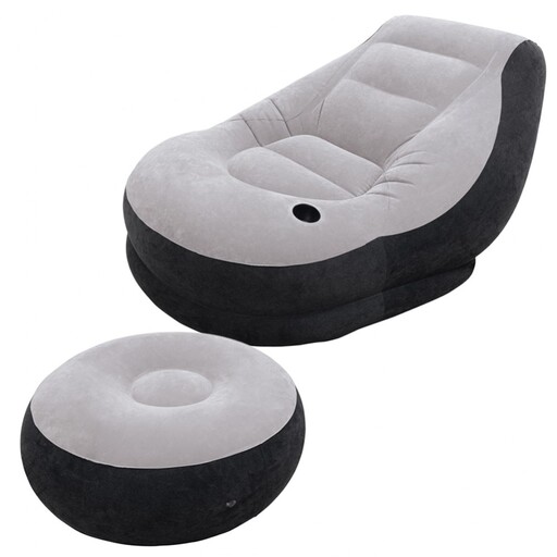 Poltrona inflável Intex com apoio para os pés, 99x130x76 cm (64x28 cm) - Cinza