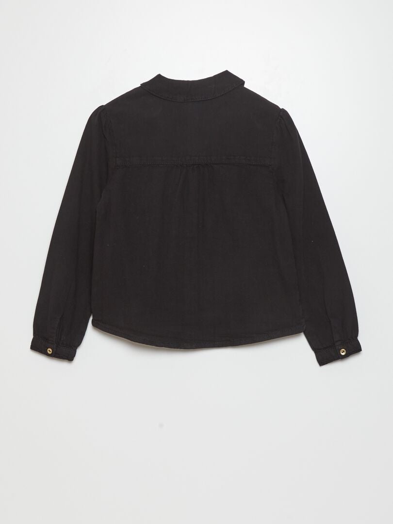 Denim overhemd met lange mouwen - ZWART