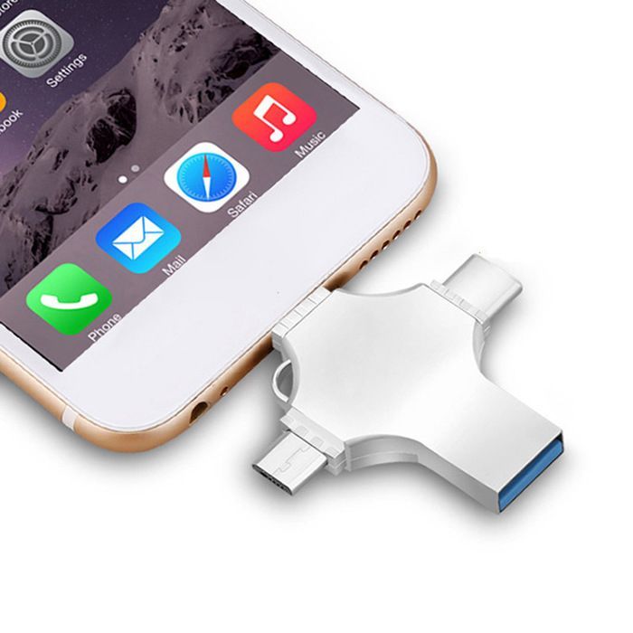 PASHASHOP 4-in-1 1 TB USB 3.0 Typ-C OTG-Flash-Laufwerk – Grau – USB-Stick für Android, PC, Mac, Linux